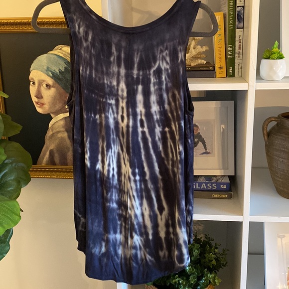 Tie Dye Tunic Length Tank Top - Indigo Coloured… (Navy Blue but leans purplish) - Picture 4 of 6